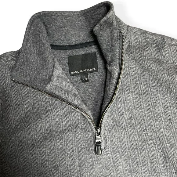 Men’s Gray Banana Republic Grey 1/4 Zip Wool Blend Sweater Small - Picture 3 of 5